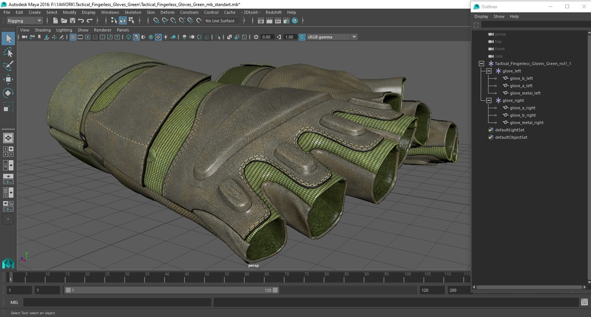 3D Tactical Fingerless Gloves Green - TurboSquid 2206550