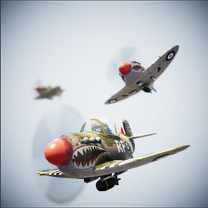 Low poly Cartoon Spitfire PBR
