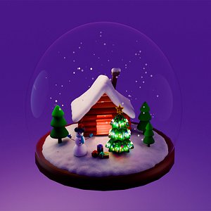 Animated Snow Globe 3D model
