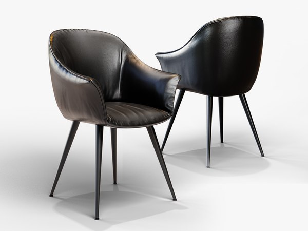 3D leather chair black model