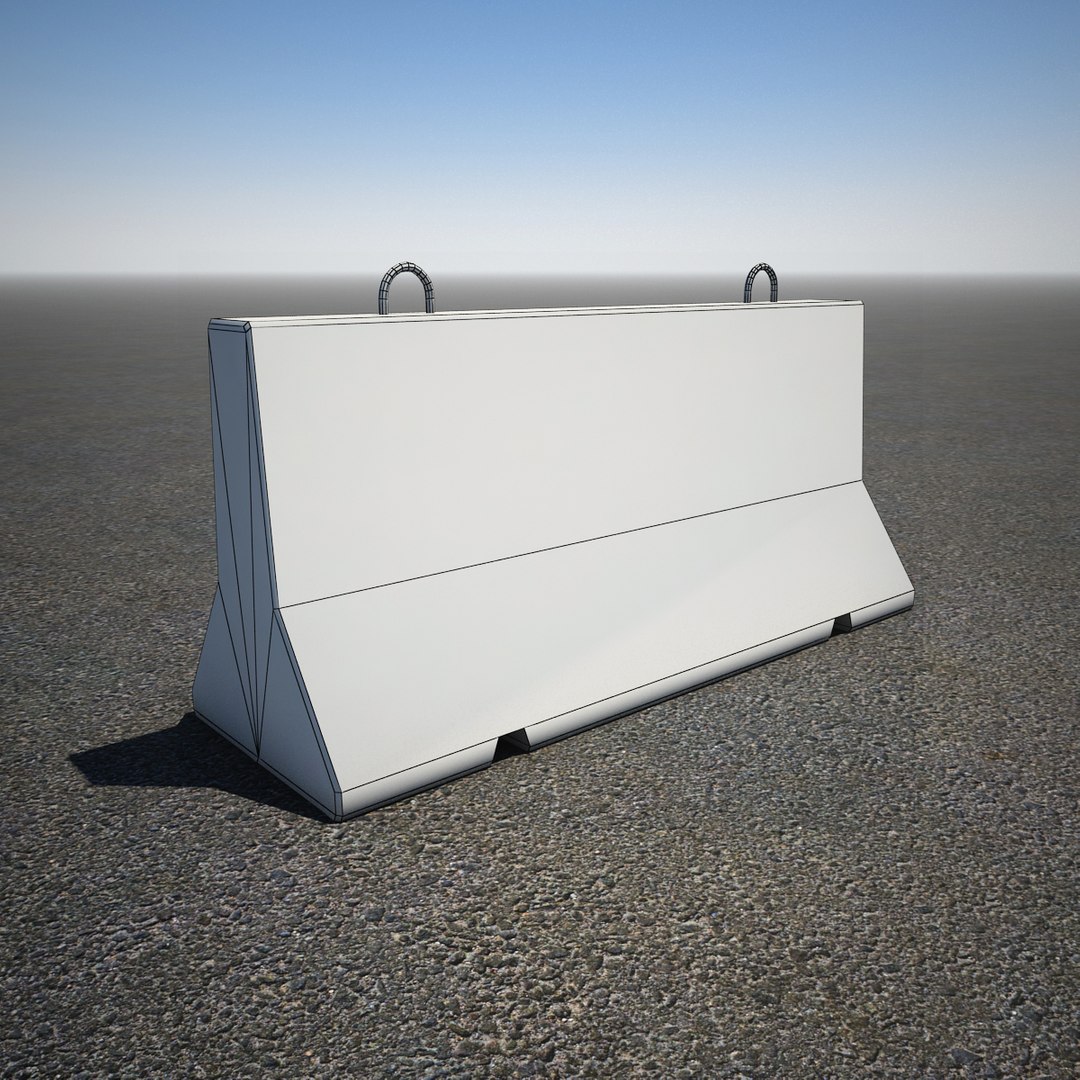 3d Model Of Short Concrete Barrier