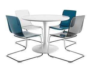 IKEA DOCKSTA table and TOBIAS chair 3D model