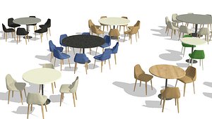 3D Parametric Revit Round Table and Chair Configuration Setups Family model