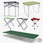 camping table chairs 3D model