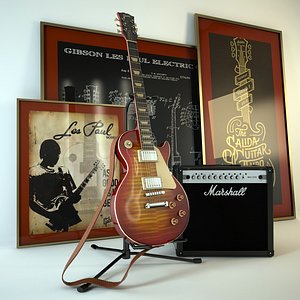 Electric guitar Gibson Les Paul and amplifier Marshall