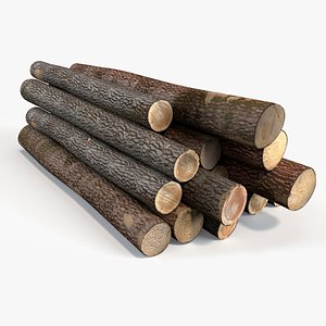 Stack of Logs with Bark 3D model