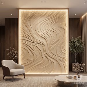 3D Modern Abstract Organic Wave Decor Bas Relief Mural STL CNC 81 model