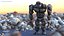 Character Stone Golem Cartoon Gray Rigged for Maya