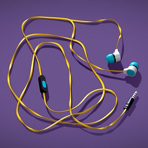 Wired Earphones - Handsfree - Low Poly 3D Headphone