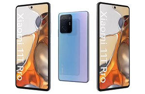 3D Xiaomi 11T Pro Celestial Blue Low Poly