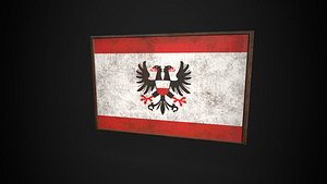 3D Old Picture Frame With Hanseatic Republic  Flag - Game Ready PBR Low-poly 3D Model model