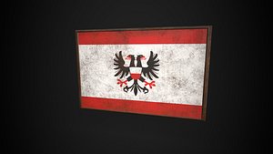 Old Picture Frame With Hanseatic Republic Flag - Game Ready PBR Low-poly