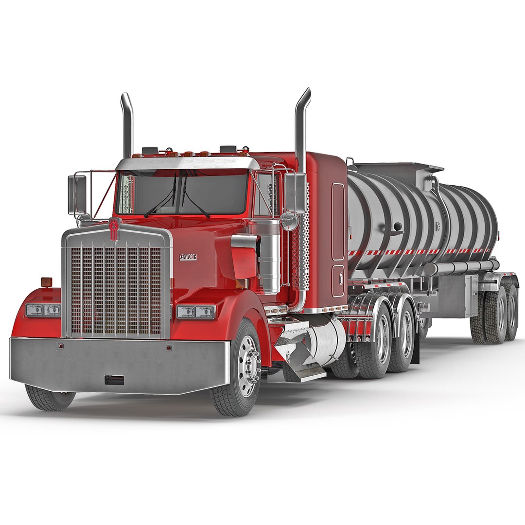 Truck Kenworth W900 and Tank Trailer 3D model preview