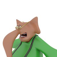 character for elephant with teshirt and pantalon and get glasses Low-poly 3D model