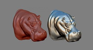 3D hippopotamus head print hippo