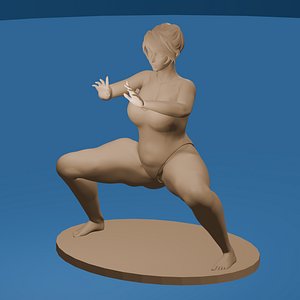 Thick Woman Performing a Kata 3D model