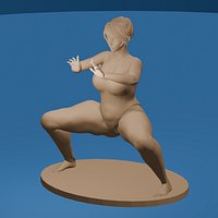 Thick Woman Performing a Kata