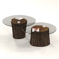 Glass tables from stumps