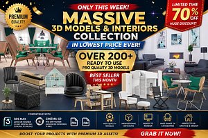Complete Interior  Nature 3D Model Collection Pack 200 Assets model