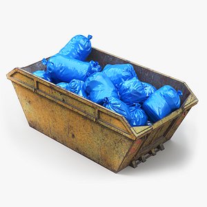 Construction Skip With Debris Used