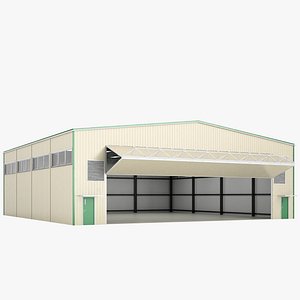 airport hangar open 3D model