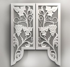 DOOR OF GRAPES WITH LEAVES FOR CNC MILLING MACHINE 3D