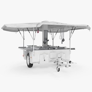 Field Kitchen Trailer with Utensils White 3D
