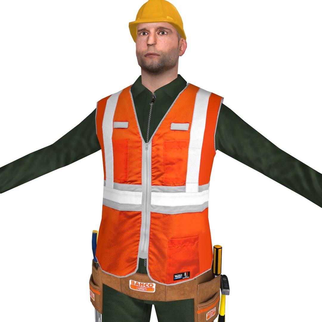 3d Rigged Worker Man Model