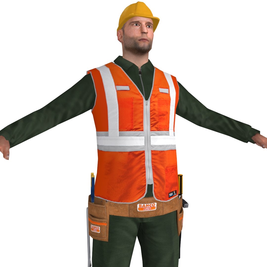 3d Rigged Worker Man Model