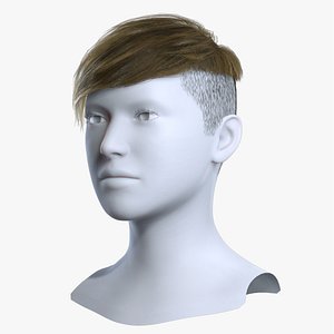 3D Realistic Light Brown Side Swept Undercut Hairstyle 3D Asset
