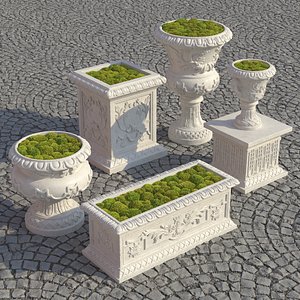 Planter Urns With Moss Garden Collection