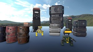 Sci-Fi Robots and Props 3D Asset Pack FBX  Unity  Blender