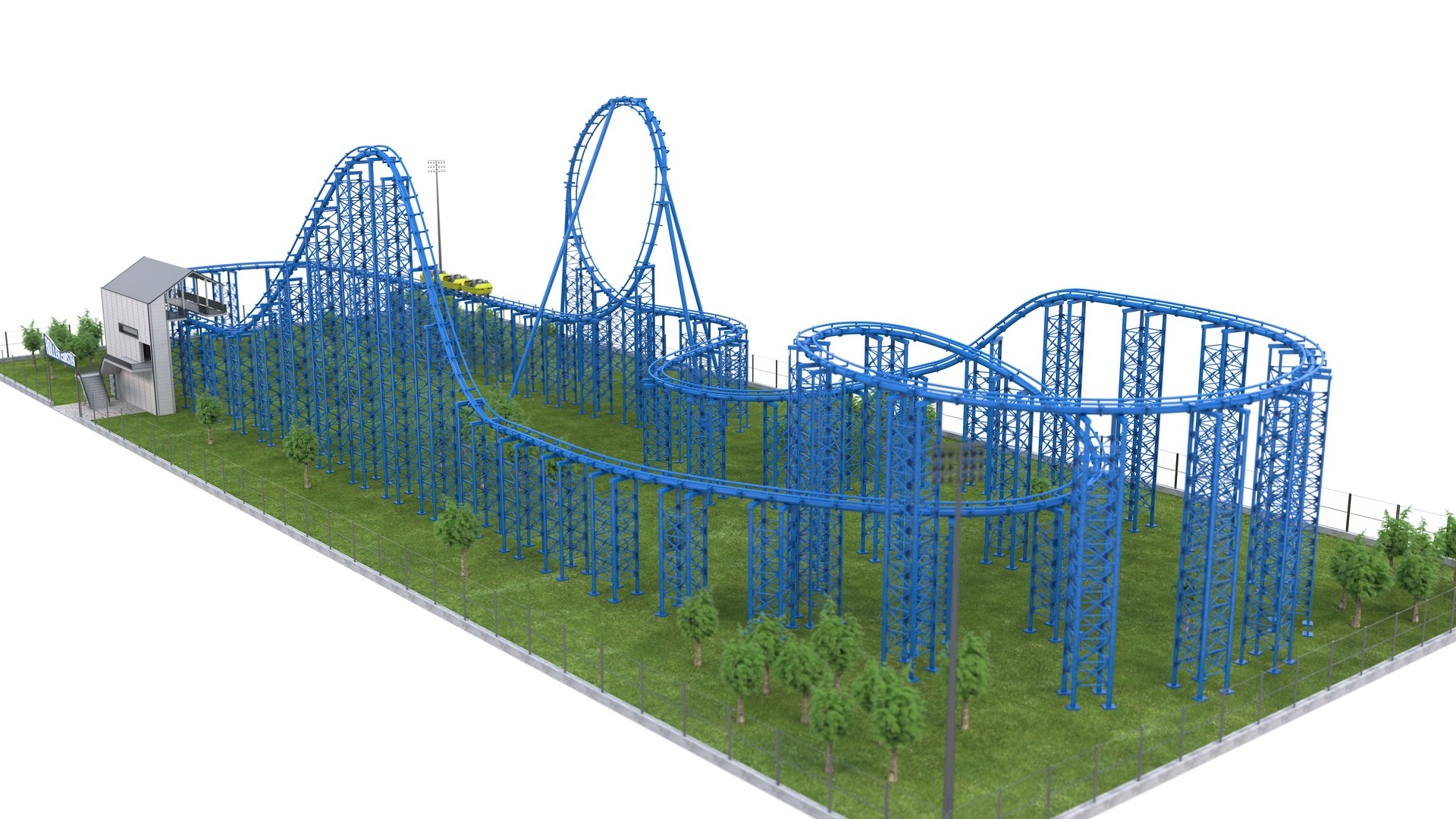 Roller Coaster Park Blue 3D Model TurboSquid 1922705