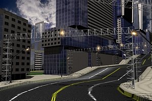 city building pack road 3d model
