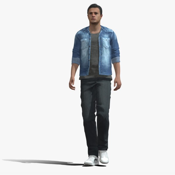 Rigged casual man walking 3D