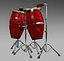 3d model of bongos congas tambourine cow