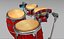 3d model of bongos congas tambourine cow