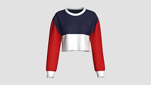 Girls Shoulder Drop Crop Top model