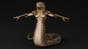 Naga Serpent Warrior Character - Snake Man Fantasy Character - Rigged model