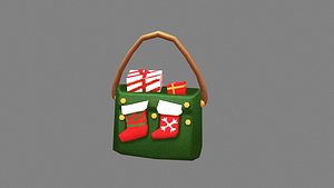 3D cartoon handbag - christmas Low-poly 3D model model