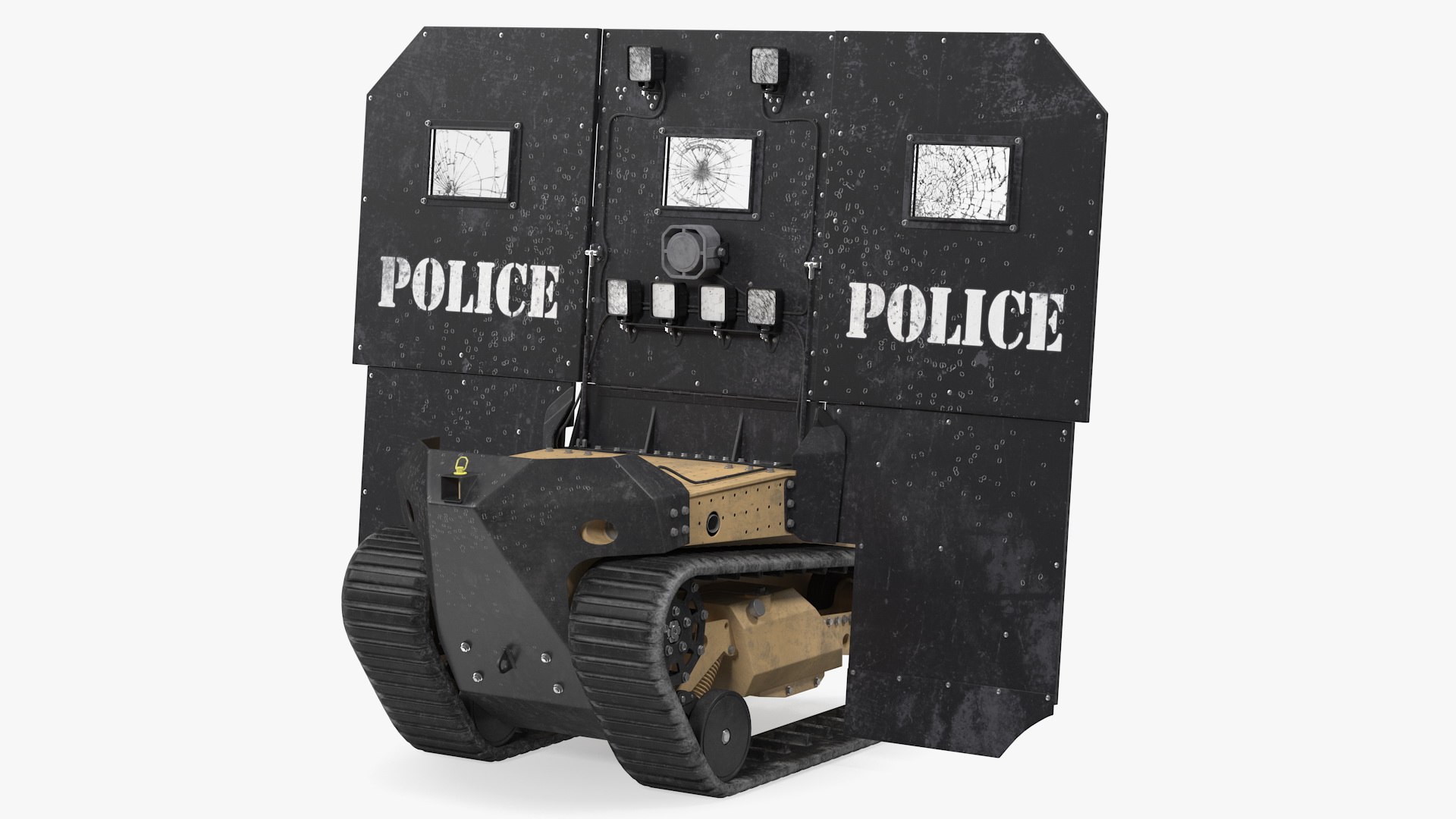 Damaged RBS1 SWAT BOT Robotic Ballistic Shield 3D model preview