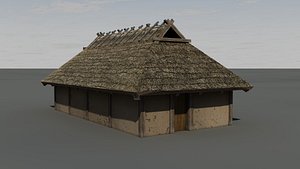 c4d medieval wooden house