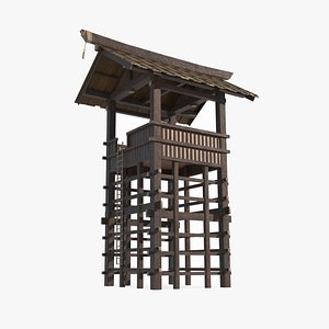 3D Asian Ancient Architecture Defense Tower model