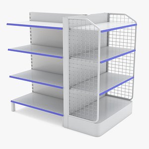double shelves supermarket 3D model