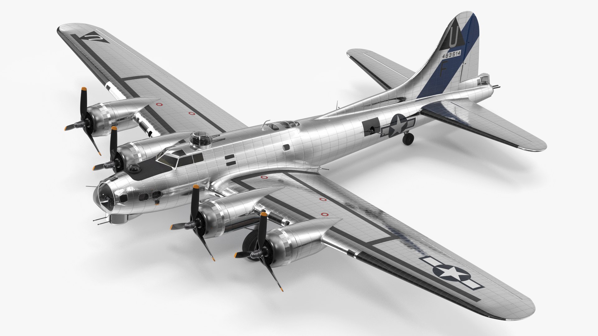 Boeing B-17 Propeller Aircraft Bomber Rigged for Maya 3D model preview