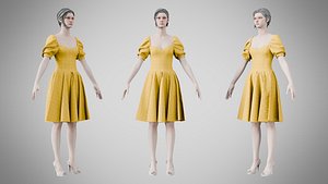 3D Dress 09 Yellow model