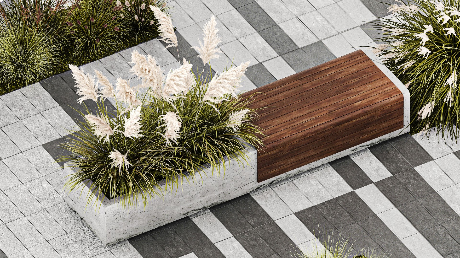 3D bushes with bench for outdoor environment 1147 - TurboSquid 1984926