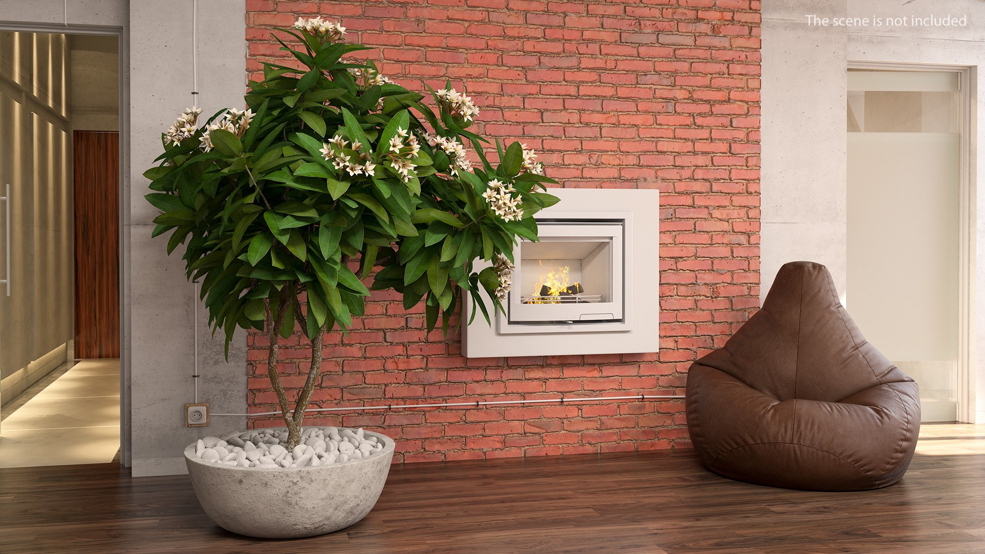 Flower Pot Plumeria White 3D model preview
