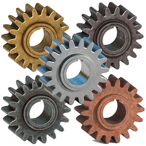 3D model realistic metalic gears