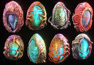 3D Alien Eggs Life Form Pack model